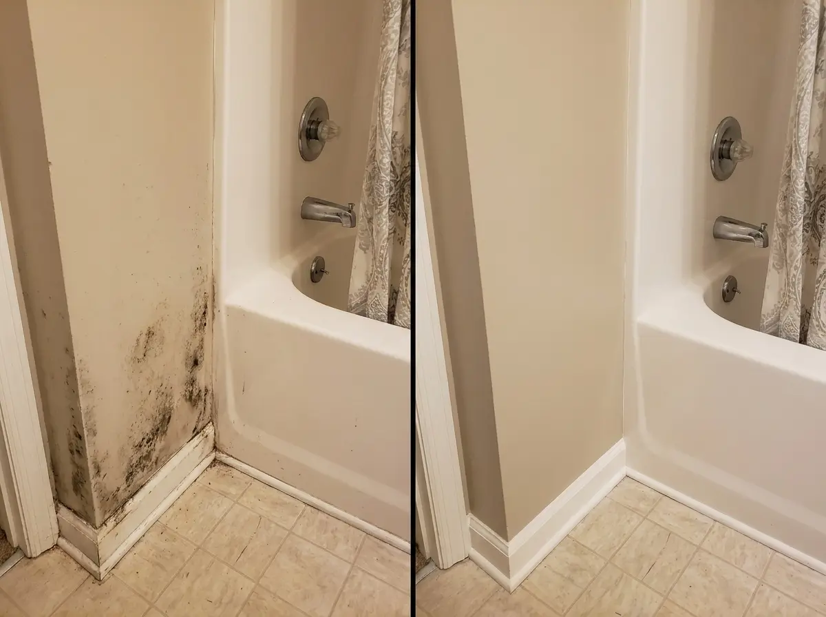 Before and after mold remediation Everett WA