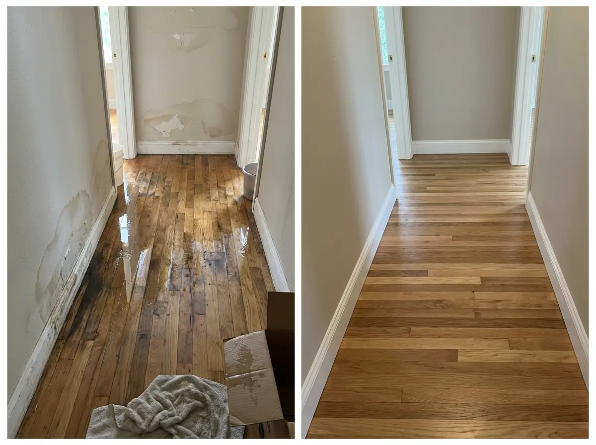 Before and after water damage restoration Everett WA